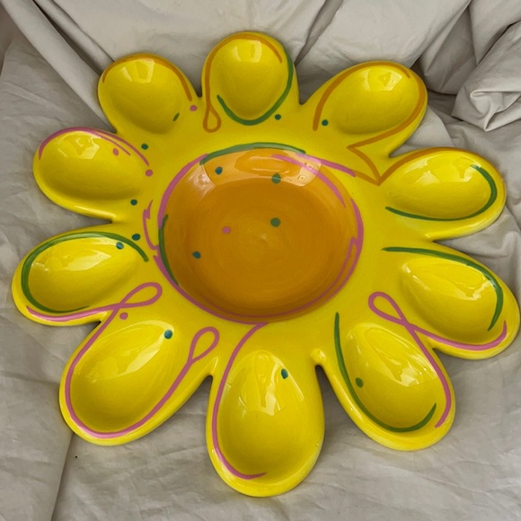 Department56 Flower DeviledEgg CeramicServing Tray - Picture 1 of 8